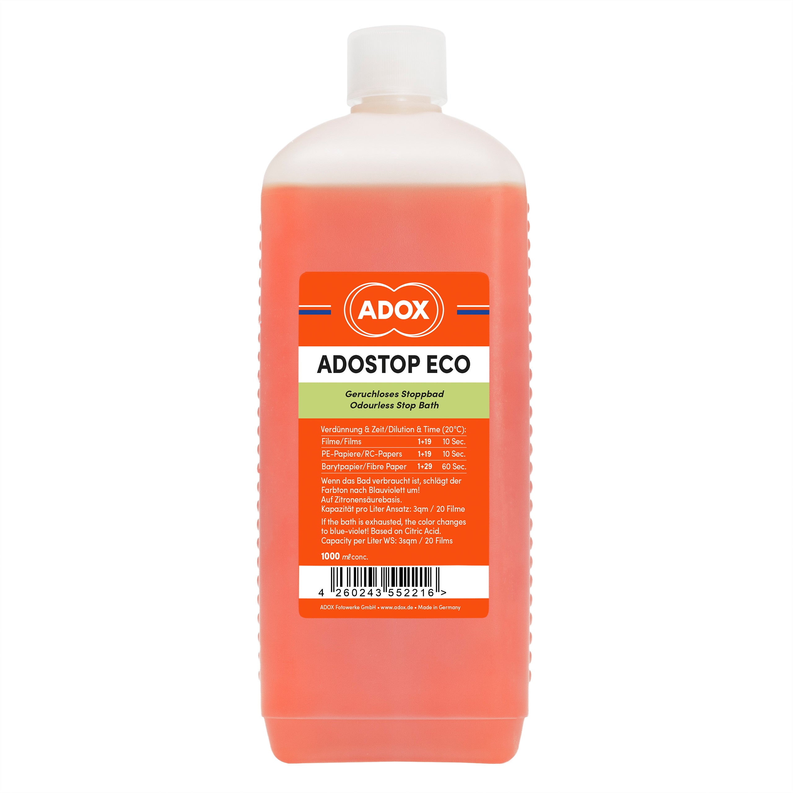 ADOX ADOSTOP ECO Geruchloses Stoppbad mit Farbindikator (1000ml)