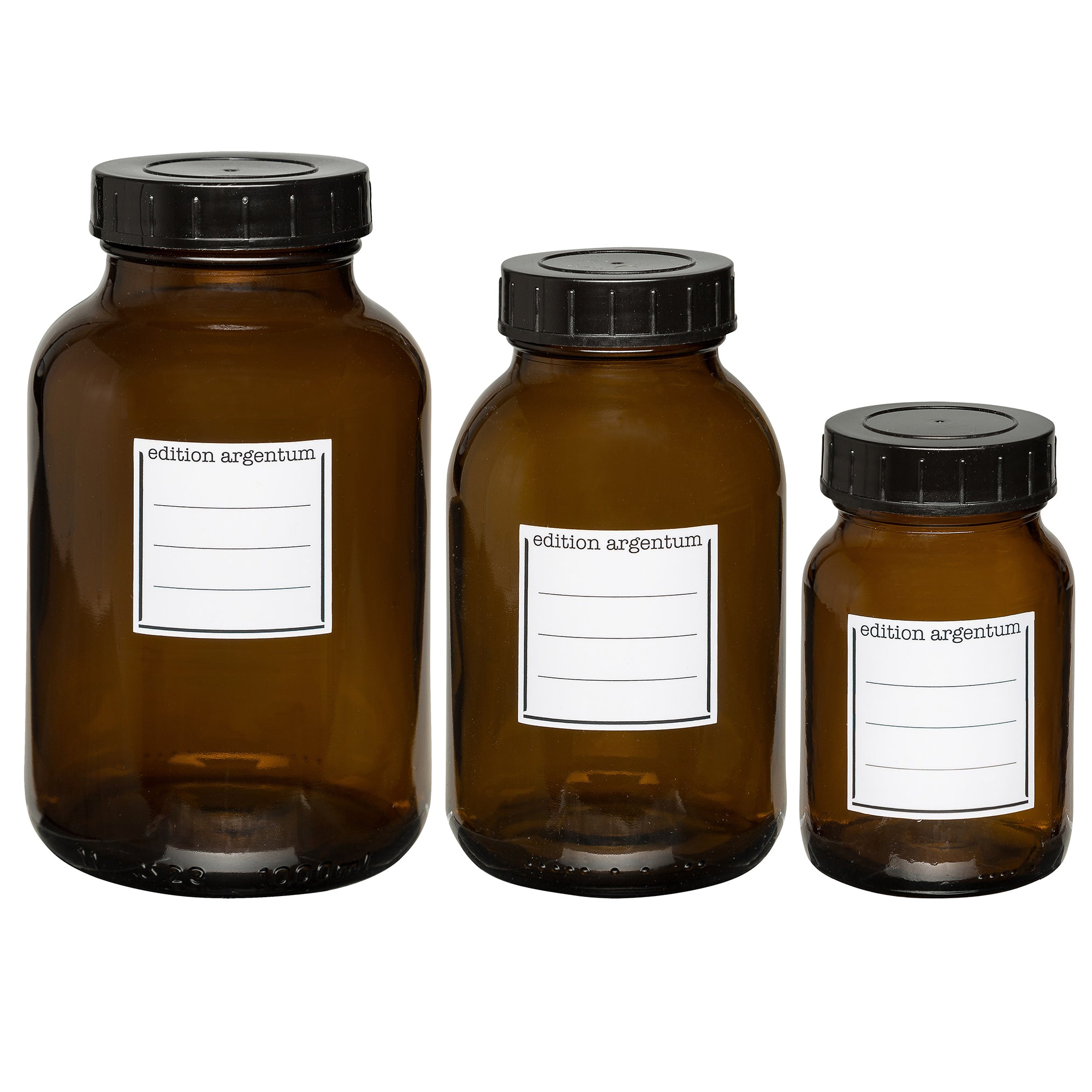 Bouteille à col large en verre ambré Edition Argentum